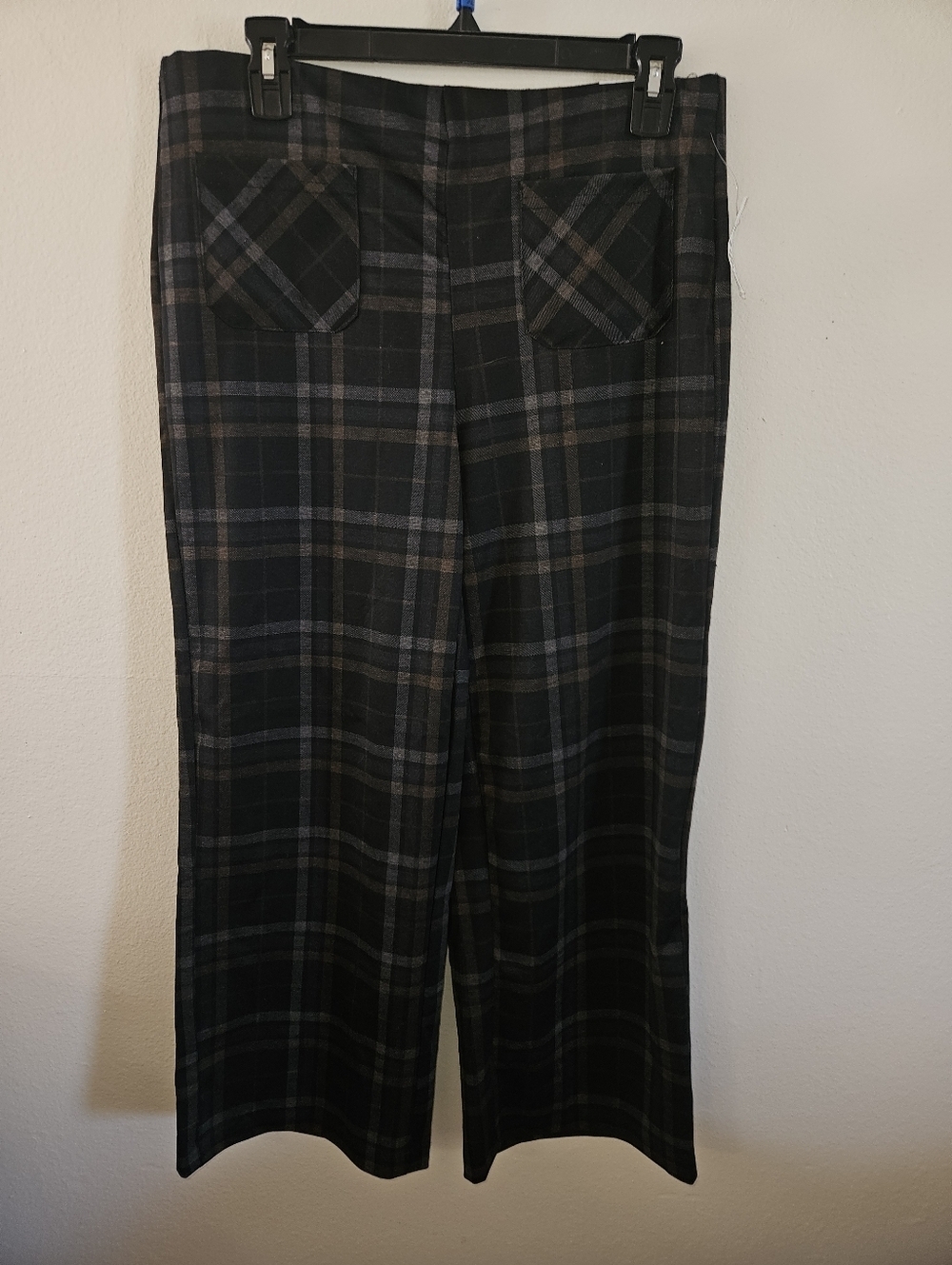 Meg & Margot Womans Plaid Pull On Wide Leg Crop Pants Size M